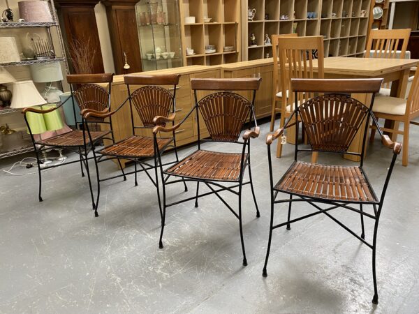 4 x Bamboo & Metal Chairs - Image 2