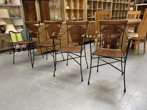 4 x Bamboo & Metal Chairs - Image 3