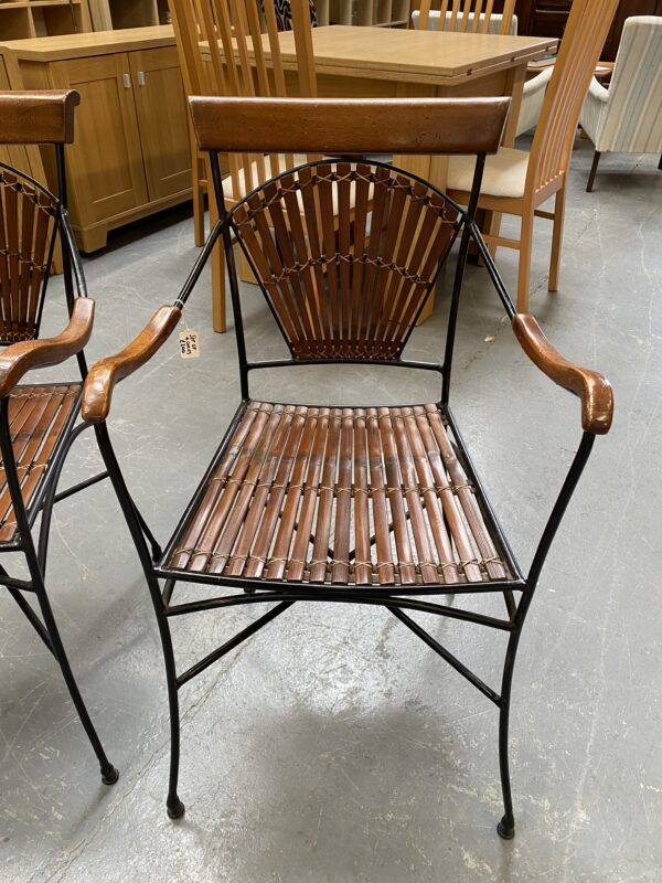 4 x Bamboo & Metal Chairs - Image 4