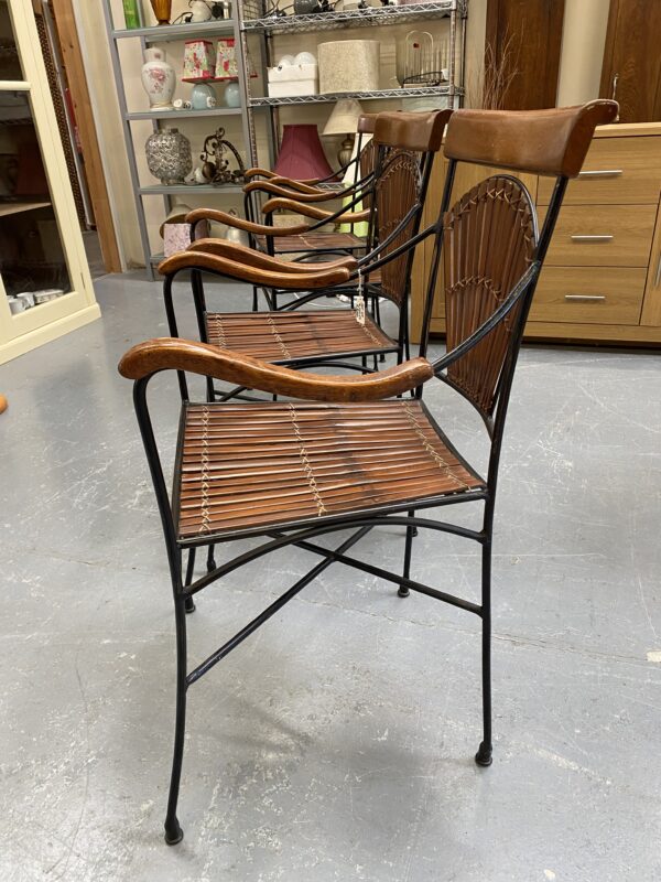 4 x Bamboo & Metal Chairs - Image 5