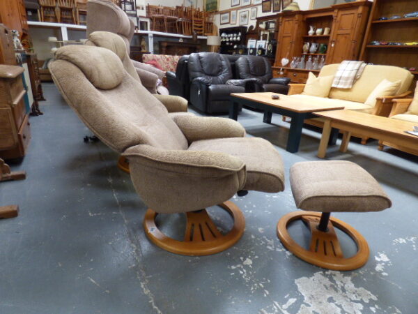 Reclining Swivel Chair & Footstool - Image 3