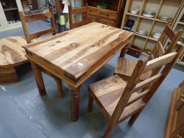 Mango Wood Table & Four Chairs - Image 3