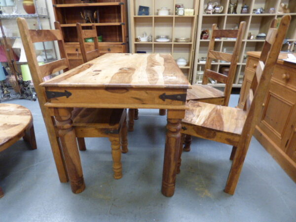 Mango Wood Table & Four Chairs - Image 4