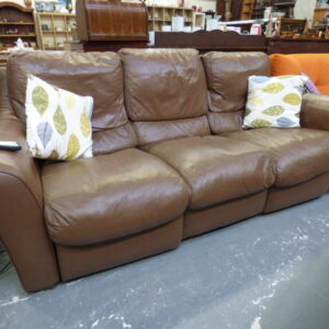 Leather Three Seater Electric Reclining Sofa