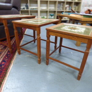 Vintage Danish Toften Tiled Top Teak Nest Of Three Tables