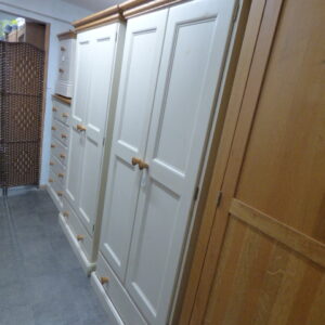Solid Pine Painted Wardrobe With Oak Features
