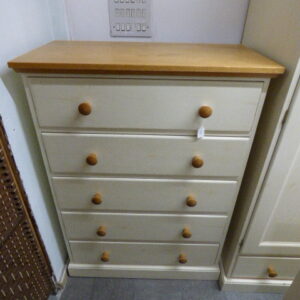 Painted Chest Of Drawers With Oak Features