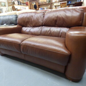 Leather Brown Two Seater Sofa