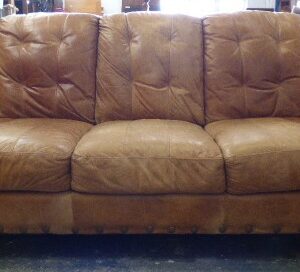 Leather Three Seater High Back Sofa